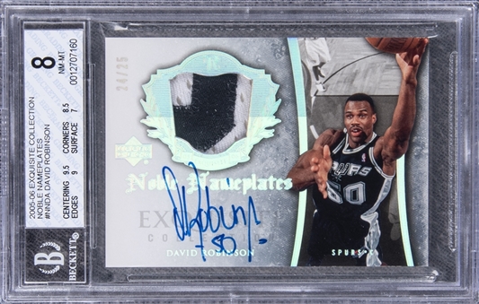 2005-06 UD "Exquisite Collection" Noble Nameplates #NNDA David Robinson Signed Game Used Patch Card (#24/25) - BGS NM-MT 8/BGS 10